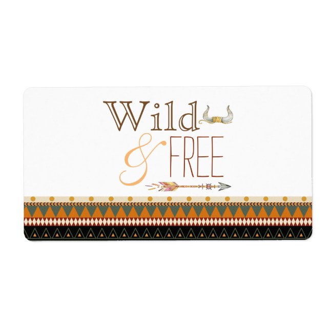 Vild Free Tribal Baby Shower Vattenflaska Labels Fraktsedel (Framsidan)