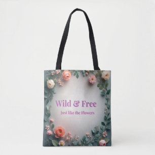 Vild & Fri Blommig Linjekonst Boho Minimalistisk Tygkasse