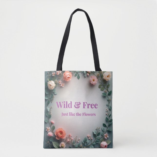 Vild & Fri Blommig Linjekonst | Boho Minimalistisk Tygkasse (Framsida)
