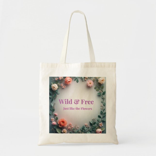 Vild & Fri Blommig Linjekonst | Boho Minimalistisk Tygkasse (Framsidan)
