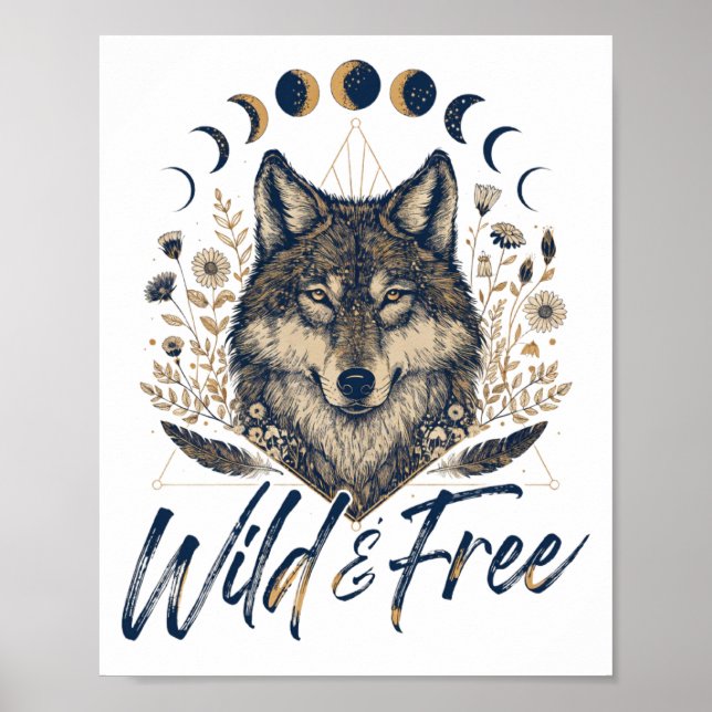 Vild & Fri" Boho Varg Poster (Framsidan)