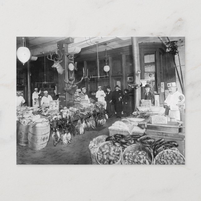 Vild Game & Seafood Market, 1895 Vykort (Framsida)