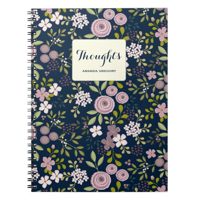 Vild Garden Blommigt Personlig bärbar dator Anteckningsbok Med Spiral (Framsidan)