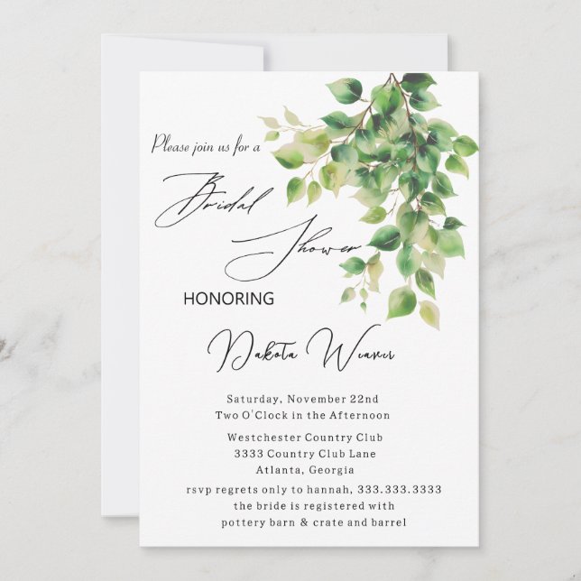 Vild Garden Löv Möhippa Inbjudningar (Framsida)