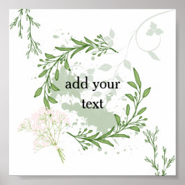 "Vild Garden Ram - Blommigt Greenery Design" Poster