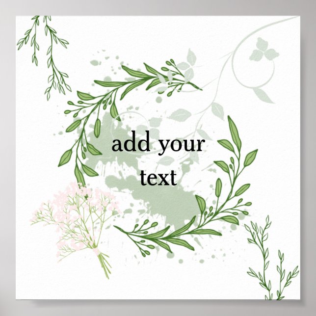 "Vild Garden Ram - Blommigt Greenery Design" Poster (Framsidan)