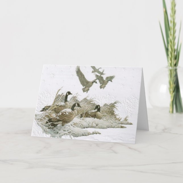 Vild Gäss i Snö-julkort (tomt) Helgkort (Framsida)