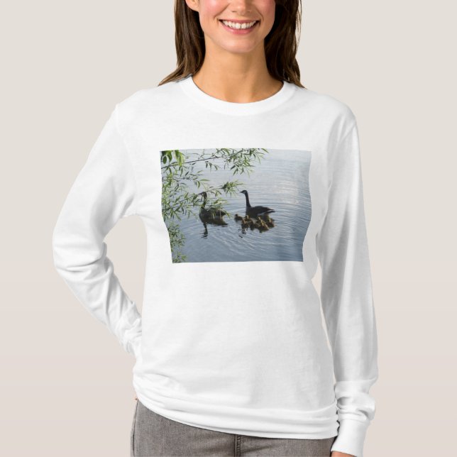 Vild Geese Womens Hooded Sweatshirt Tee Shirt (Framsida)