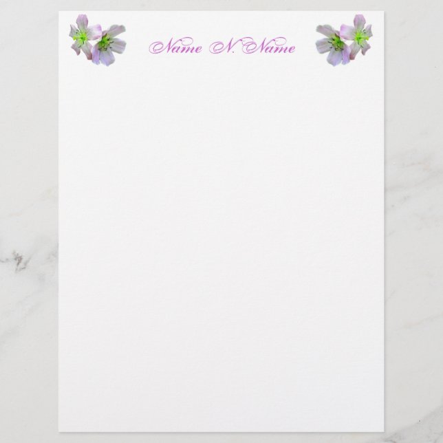 Vild Geranium Series Letterhead Stationery (Framsida)