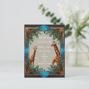 Vild Giraffe bröllopsinbjudan Vykort
