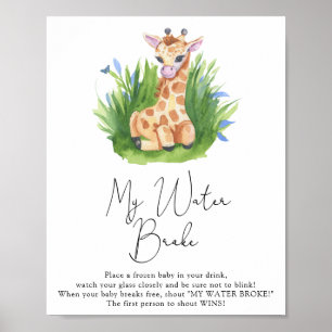 Vild Giraffe - fattig spelskylt Vatten Poster