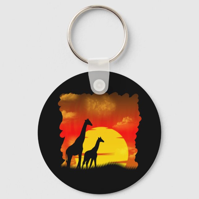 Vild Giraffe Keychain Nyckelring (Framsida)
