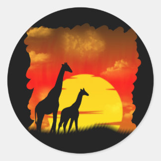 Vild Giraffe Sticker Runt Klistermärke