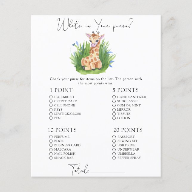 Vild Giraffe - Whats in your purse-match (Framsida)