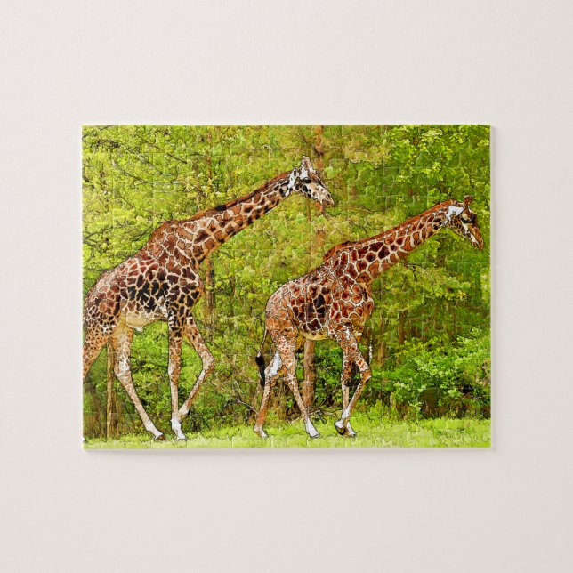 Vild Giraffes - African Wildlife Pussel (Horisontell)