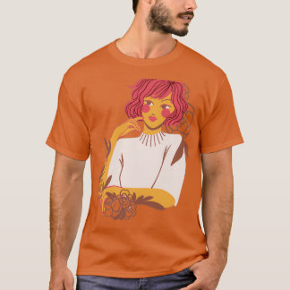 Vild Girl Blommigt Woman with Flowers Rödhårig 2 T Shirt