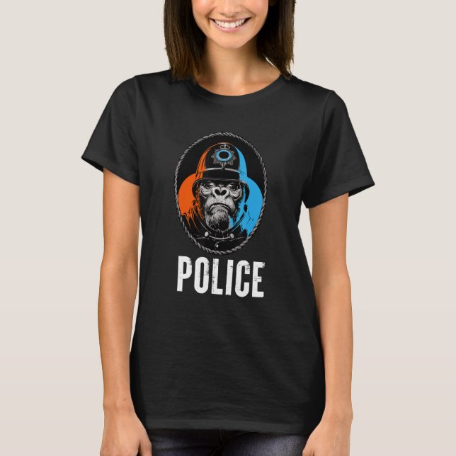 Vild Gorilla Police Illustration Graphic Designati T Shirt (Framsida)