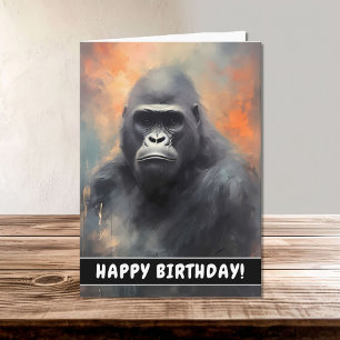 Vild Gorilla Porträtt Grattis på födelsedagen Kort