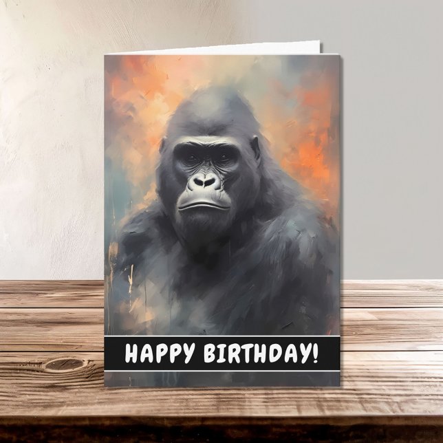 Vild Gorilla Porträtt Grattis på födelsedagen Kort (Skapare uppladdad)