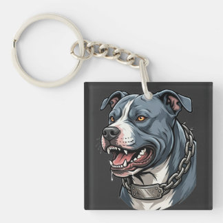 Vild gråblå pitbull med taggig kedjekrage