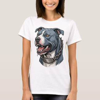 Vild gråblå pitbull med taggig kedjekrage t shirt