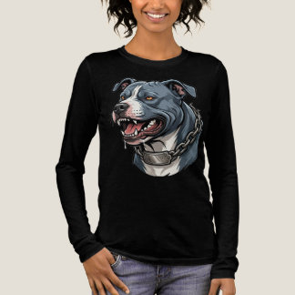 Vild gråblå pitbull med taggig kedjekrage t shirt