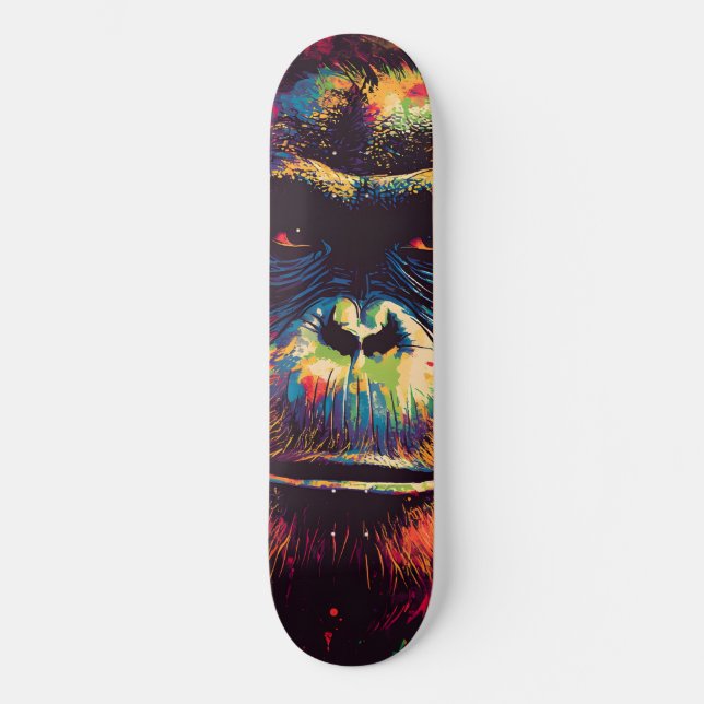 Vild Graffiti Urban Jungle Gorilla Mini Skateboard Bräda 18,5 Cm (Framsida)