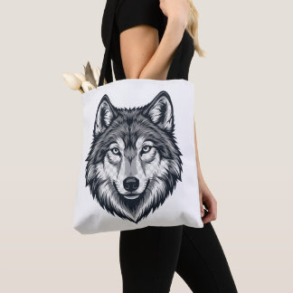 Vild grafisk t-shirt med ensam varg tygkasse
