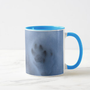 Vild Grått Varg Paw Skriv ut på Winter Snö Mugg