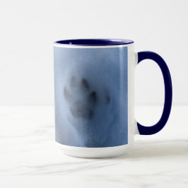 Vild Grått Varg Paw Skriv ut på Winter Snö Mugg