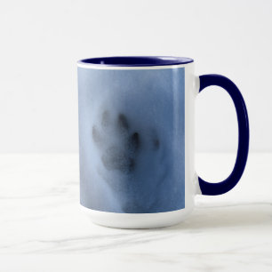 Vild Grått Varg Paw Skriv ut på Winter Snö Mugg