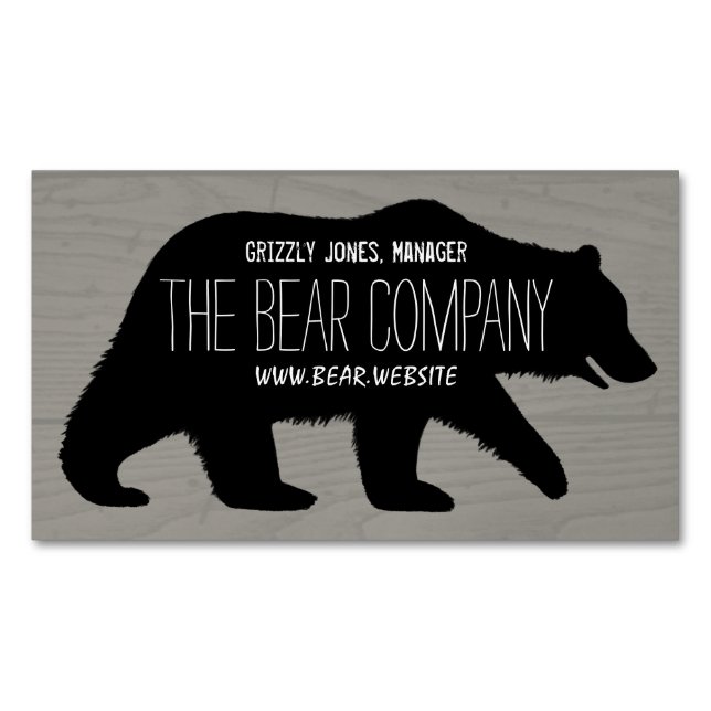 Vild Grizzly Bear Silhouette Wildlife Campground Visitkortmagnet (Framsida)