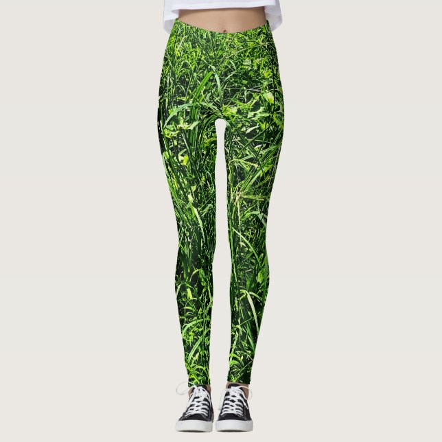Vild Grönt Gräs Leggings (Framsida)