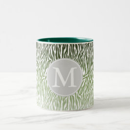 Vild Grönt Zebra tryck Ombre Monogram Två-Tonad Mugg