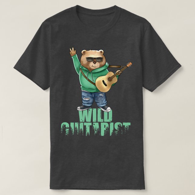 Vild GuitaristFunny Bear Guitar Player Premium T Shirt (Design framsida)