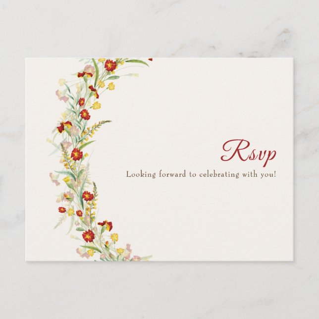 Vild Gul Ringblomma Bröllopsdekoration Vykort (Framsida)