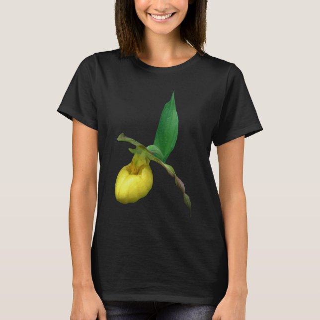 Vild Gult Dam Slipper Orchid Flower T Shirt (Framsida)