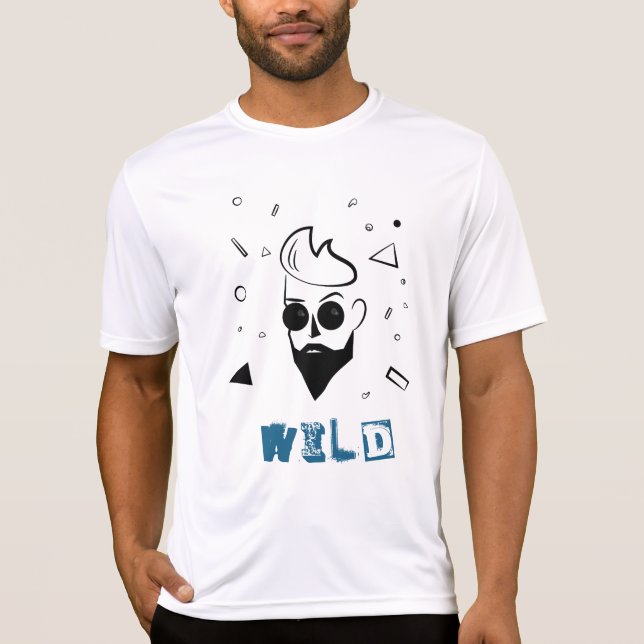 Vild Guy - Sketched in Black, White & Blue T Shirt (Framsida)