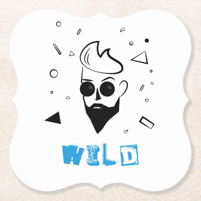 Vild Guy - Sketched in Black, White & Blue Underlägg Papper (Framsida)