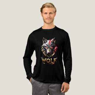 Vild gyllen och röd varghuvud T-shirt-design T Shirt