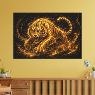 Vild Gyllene Tiger Styrka och Skydd Dekor Canvastryck