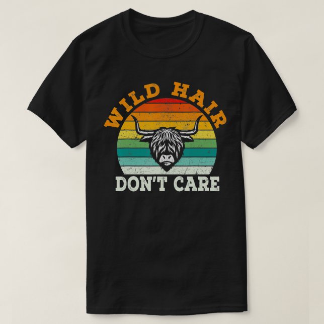 Vild Hair bryr sig inte om skotsk höglandskatt T Shirt (Design framsida)