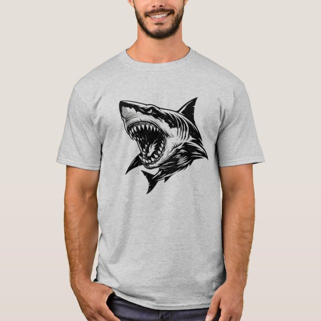 Vild Haj Stor Vit Haj Vektor Konst  T Shirt (Framsida)