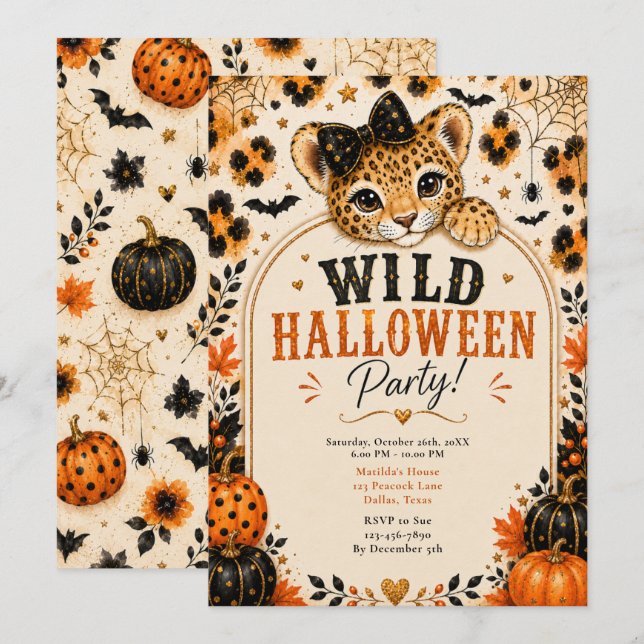 Vild Halloweenfest Inbjudningar (Fram/baksida)