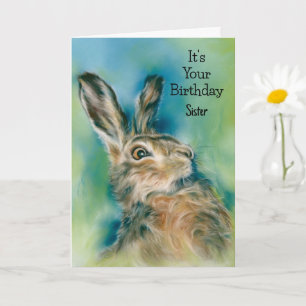 Vild Hare Exuberance Pastel Art Anpassningsbar Föd Kort