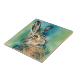 Vild Hare Exuberance Pastel Art Kakelplatta
