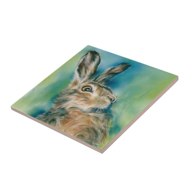 Vild Hare Exuberance Pastel Art Kakelplatta (Sidan)