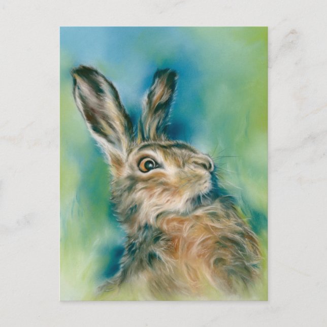 Vild Hare Exuberance Pastel Art Vykort (Framsida)