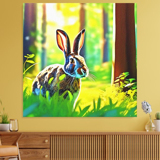 Vild Hare Forest Canvastryck (Insitu (Vardagsrum))