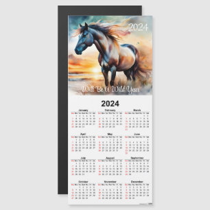 Vild häst på stranden Magnetic Calendar Card